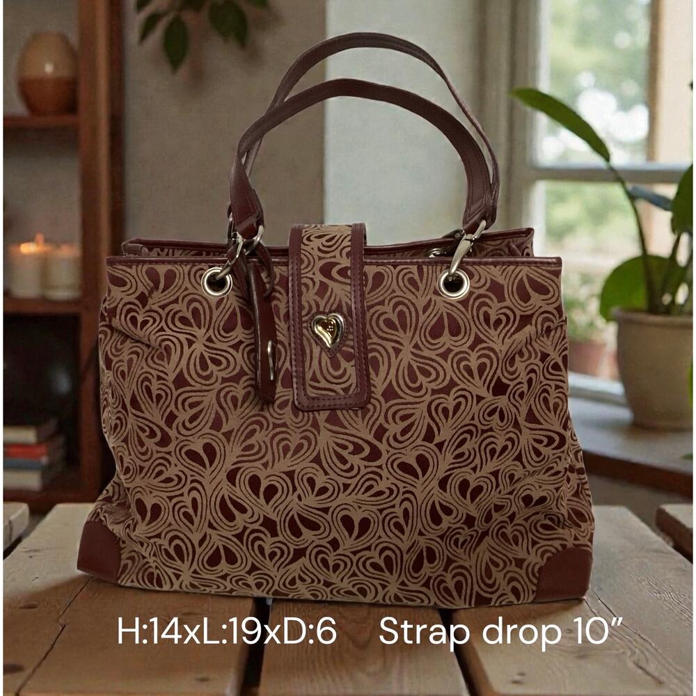 Diane von Furstenberg heart print canvas large burgundy weekender tote bag - Picture 1 of 3